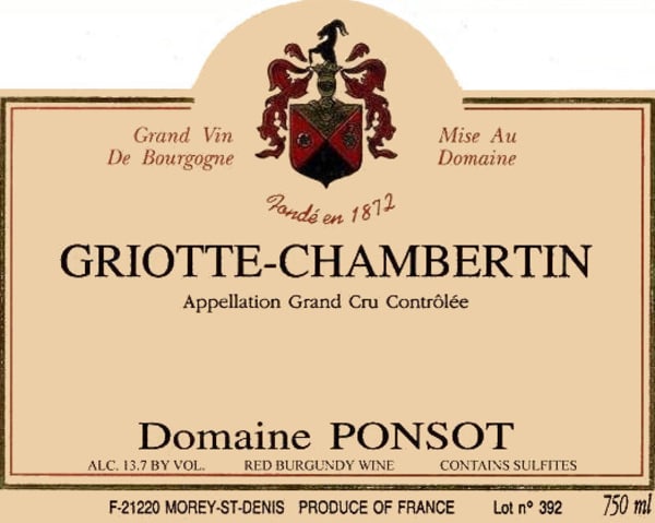 Rượu vang đỏ Domaine Ponsot Griotte-Chambertin 2014