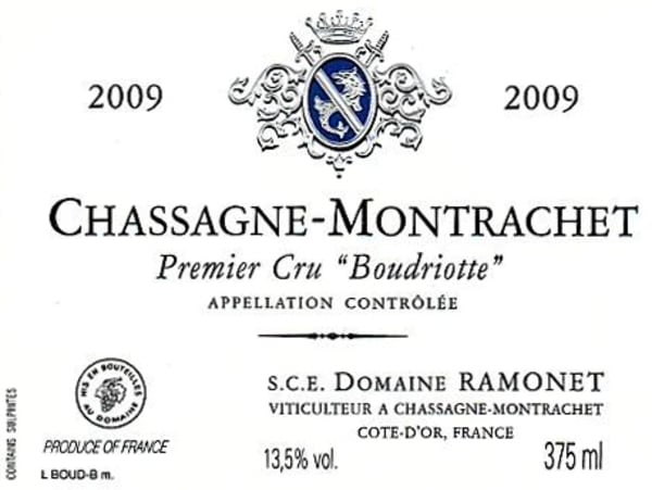 Rượu vang trằng Domaine Ramonet Chassagne-Montrachet Boudriotte Blanc Premier Cru 2009