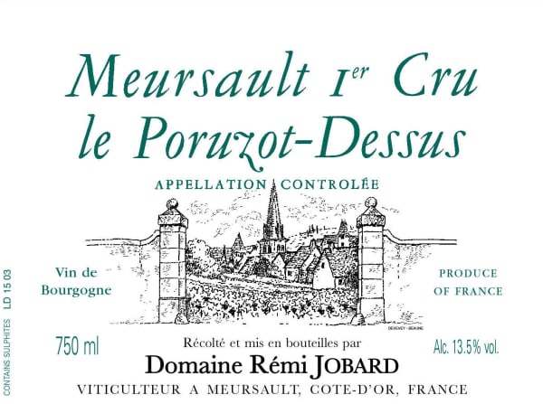 Rượu vang trằng Domaine Remi Jobard Meursault Poruzot Dessus Premier Cru 2016