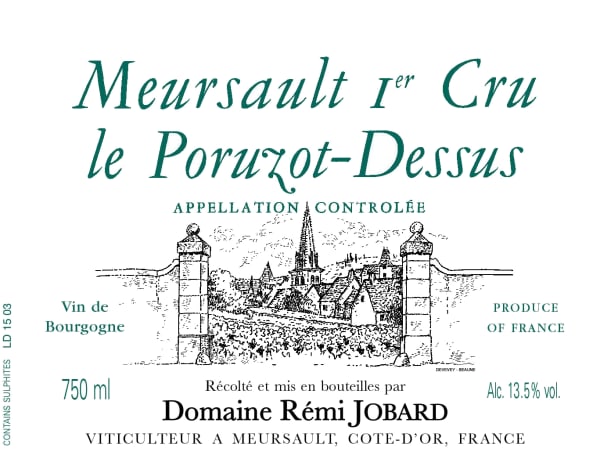 Rượu vang trằng Domaine Remi Jobard Meursault Poruzot Dessus Premier Cru 2018