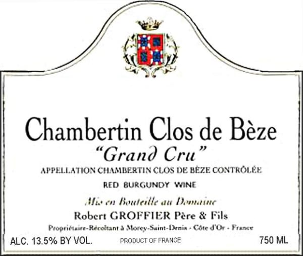 Rượu vang đỏ Domaine Robert Groffier Chambertin Clos de Beze Grand Cru 2010