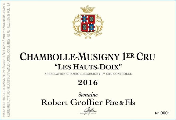 Rượu vang đỏ Domaine Robert Groffier Chambolle-Musigny Les Hauts Doix Premier Cru 2016