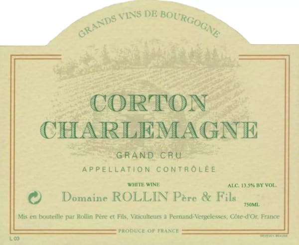 Rượu vang trằng Domaine Rollin Pere et Fils Corton Charlemagne Grand Cru 2008