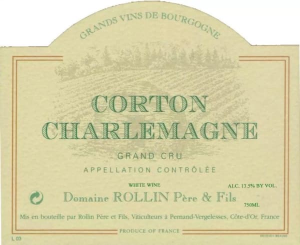 Rượu vang trằng Domaine Rollin Pere et Fils Corton Charlemagne Grand Cru 2010