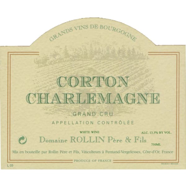 Rượu vang trằng Domaine Rollin Pere et Fils Corton Charlemagne Grand Cru 2012
