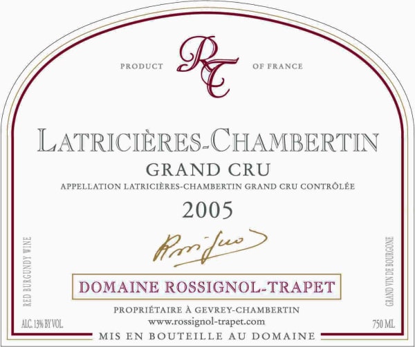 Rượu vang đỏ Domaine Rossignol-Trapet Latricieres-Chambertin Grand Cru 2005