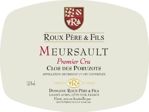 Rượu vang trằng Domaine Roux Pere & Fils Meursault Clos des Poruzots Premier Cru 2018