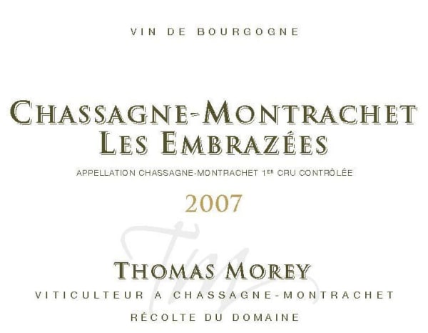 Rượu vang trằng Domaine Thomas Morey Chassagne-Montrachet Les Embazees 2007