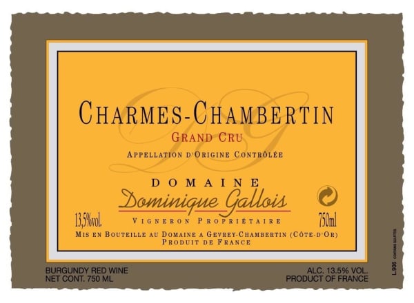 Rượu vang đỏ Dominique Gallois Charmes-Chambertin Grand Cru 2020