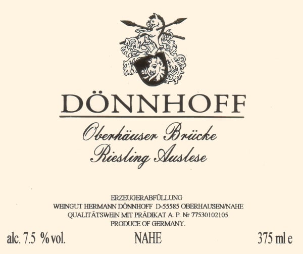 Rượu vang trằng Donnhoff Oberhauser Brucke Riesling Auslese 2010
