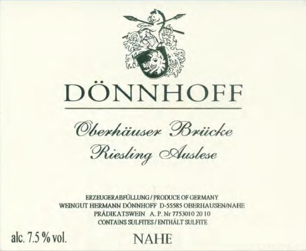 Rượu vang trằng Donnhoff Oberhauser Brucke Riesling Auslese Goldkapsel 2018