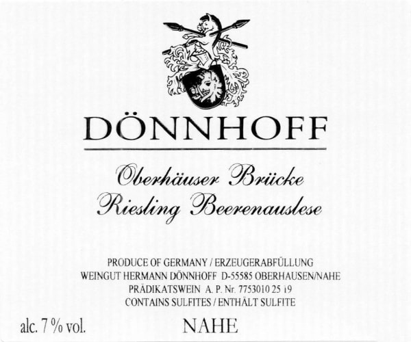 Rượu vang trằng Donnhoff Oberhauser Brucke Riesling Auslese Goldkapsel 2019