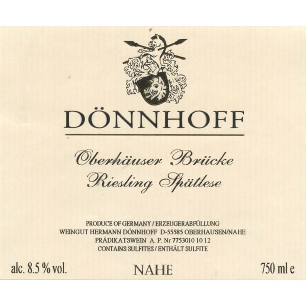 Rượu vang trằng Donnhoff Oberhauser Bruke Riesling Spatlese 2002