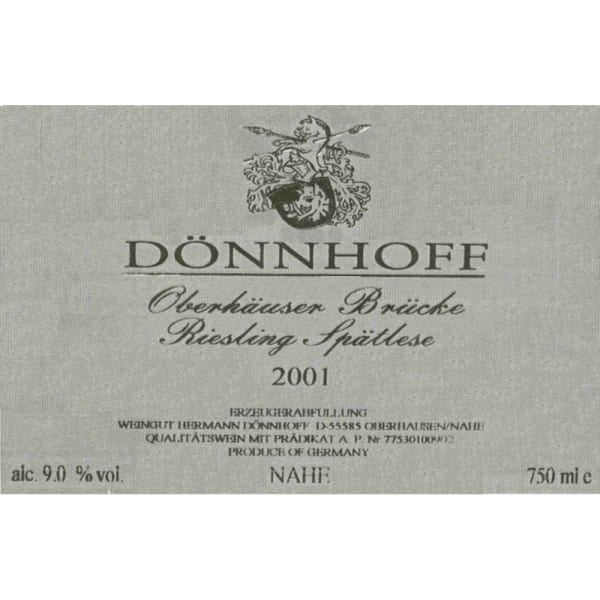 Rượu vang trằng Donnhoff Oberhauser Bruke Riesling Spatlese Goldkapsule A P#1602 (chai 375 ml) 2001