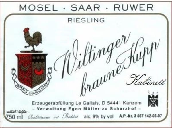 Rượu vang trằng Egon Muller Wiltinger Braune Kupp Riesling Kabinett 2020