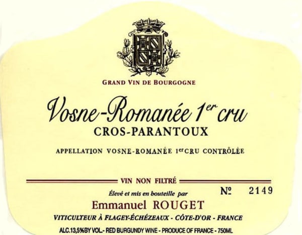 Rượu vang đỏ Emmanuel Rouget Vosne-Romanee Cros-Parantoux Premier Cru 2012
