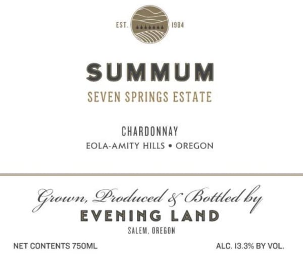 Rượu vang trằng Evening Land Seven Springs Vineyard Summum Chardonnay 2018