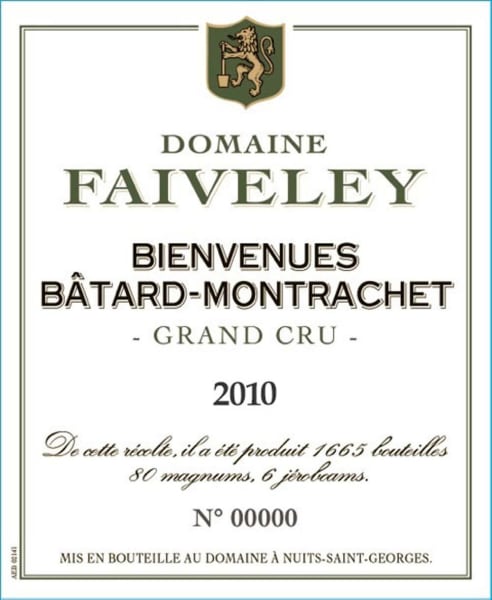 Rượu vang trằng Faiveley Bienvenues-Batard-Montrachet Grand Cru 2010