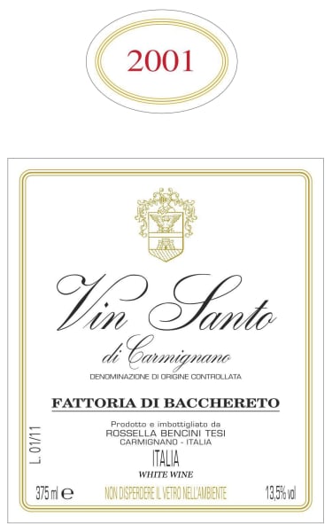 Rượu vang trằng Fattoria di Bacchereto Vin Santo di Carmignano Terre a Mano 2001