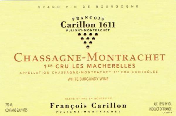 Rượu vang trằng Francois Carillon Chassagne-Montrachet Les Macherelles Premier Cru 2017