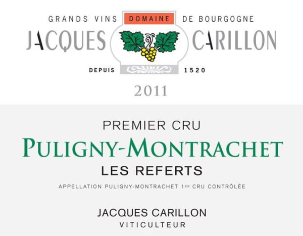 Rượu vang trằng Francois Carillon Puligny-Montrachet Les Referts Premier Cru 2011