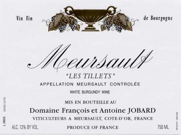 Rượu vang trằng Francois Jobard Meursault Les Tillets 2013