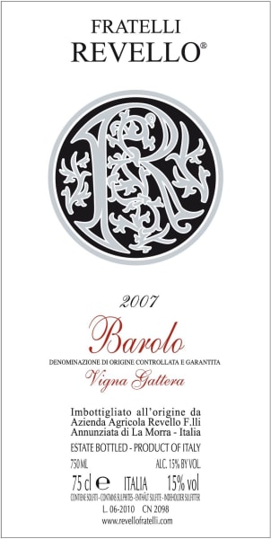 Rượu vang đỏ Fratelli Revello Barolo Vigna Gattera 2007