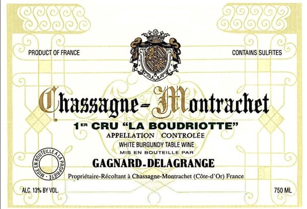 Rượu vang trằng Gagnard-Delagrange Chassagne Montrachet Blanc Premier Cru 2016