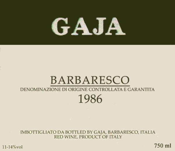 Rượu vang đỏ Gaja Barbaresco 1986
