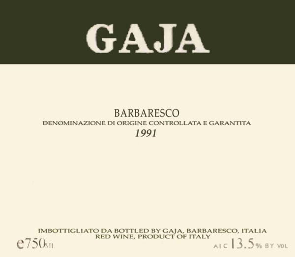 Rượu vang đỏ Gaja Barbaresco 1991