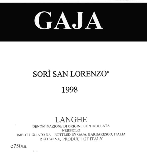 Rượu vang đỏ Gaja Sori San Lorenzo 1988