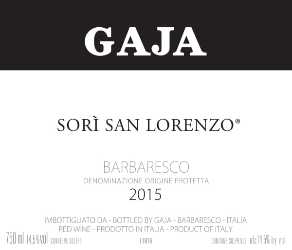 Rượu vang đỏ Gaja Sori San Lorenzo 2015