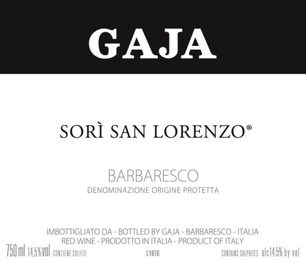 Rượu vang đỏ Gaja Sori San Lorenzo 2016