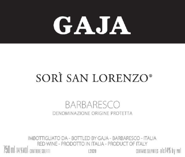 Rượu vang đỏ Gaja Sori San Lorenzo 2020