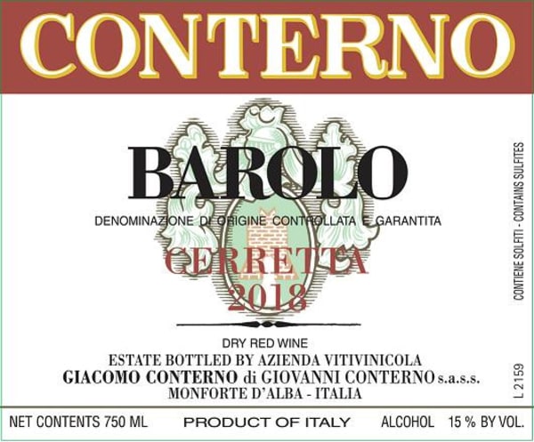 Rượu vang đỏ Giacomo Conterno Cerretta Barolo 2018