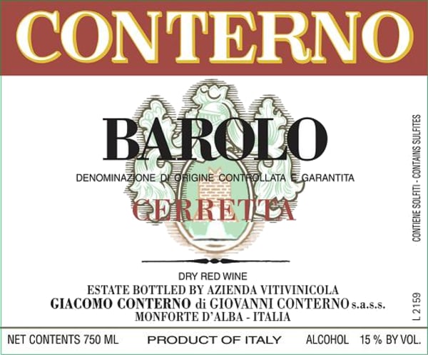 Rượu vang đỏ Giacomo Conterno Cerretta Barolo 2019