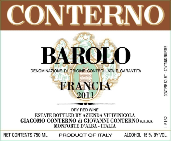 Rượu vang đỏ Giacomo Conterno Francia Barolo 2011