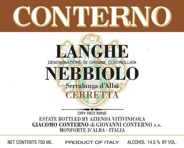 Rượu vang đỏ Giacomo Conterno Langhe Cerreta Nebbiolo 2011