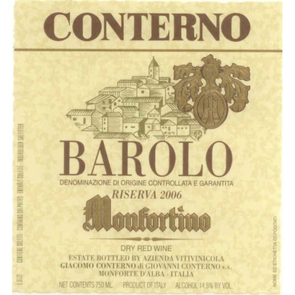 Rượu vang đỏ Giacomo Conterno Monfortino Barolo Riserva 2006