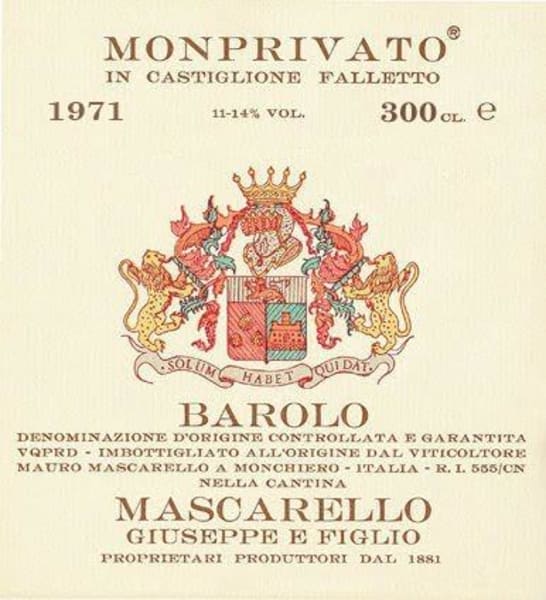Rượu vang đỏ Giuseppe Mascarello Monprivato Barolo 1971
