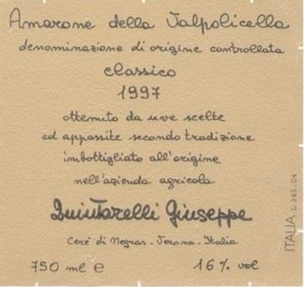 Rượu vang đỏ Giuseppe Quintarelli Amarone della Valpolicella Classico 1997