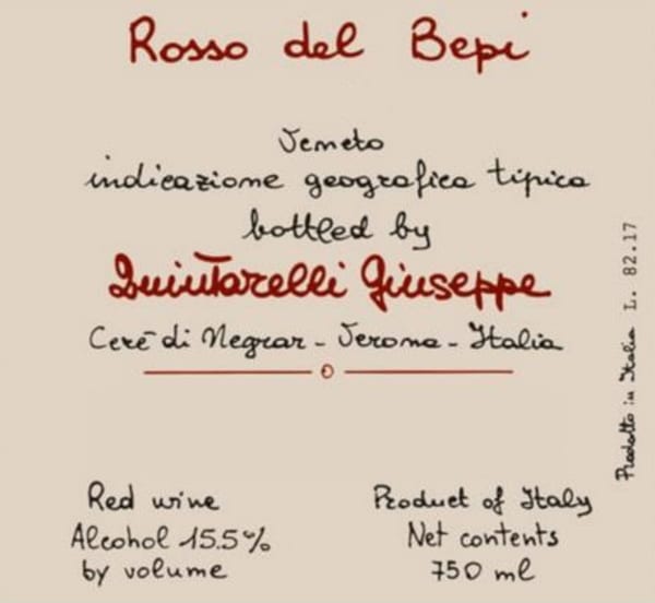 Rượu vang đỏ Giuseppe Quintarelli Rosso del Bepi 2014