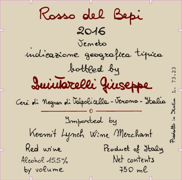Rượu vang đỏ Giuseppe Quintarelli Rosso del Bepi 2016