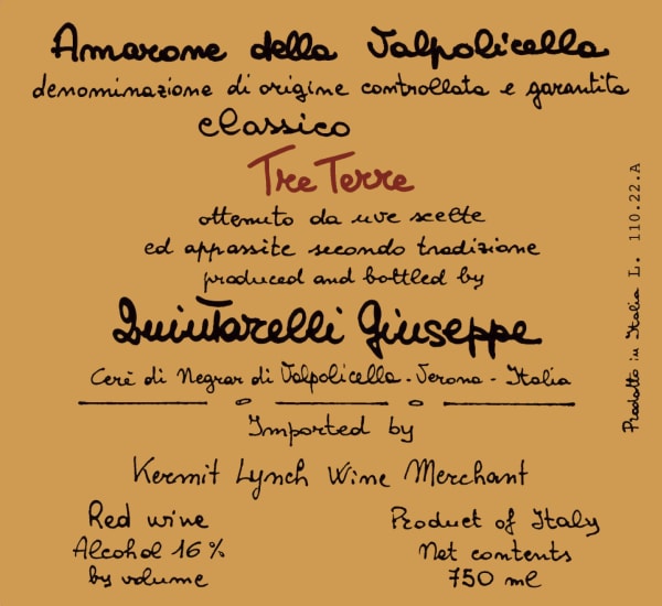 Rượu vang đỏ Giuseppe Quintarelli Tre Terre Amarone della Valpolicella Classico 2013