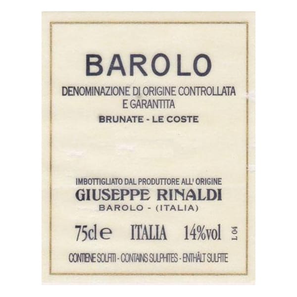 Rượu vang đỏ Giuseppe Rinaldi Barolo Cannubi San Lorenzo-Ravera(chai Magnum 1,5 lít) 2003