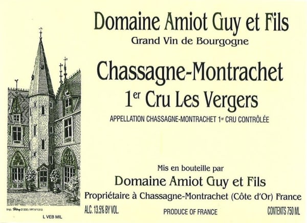 Rượu vang trằng Guy Amiot Chassagne-Montrachet Les Vergers Premier Cru 2015