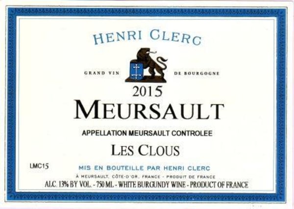 Rượu vang trằng Henri Clerc Meursault 2015