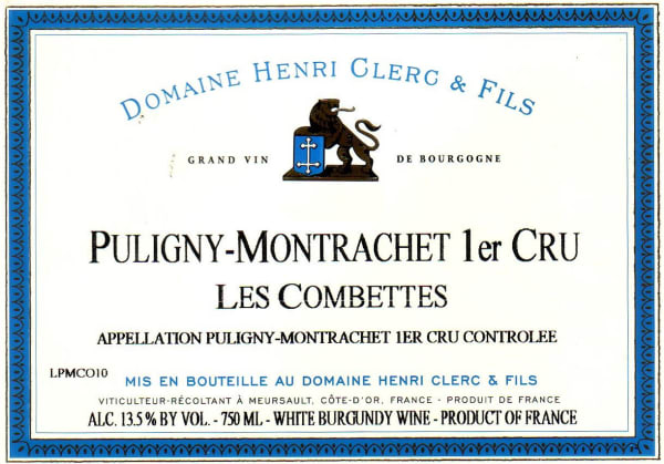 Rượu vang trằng Henri Clerc Puligny-Montrachet Les Combettes Premier Cru 2011