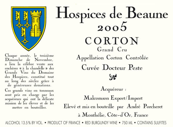 Rượu vang đỏ Hospices Civiles de Beaune Corton Cuvee Docteur Peste Grand Cru 2005