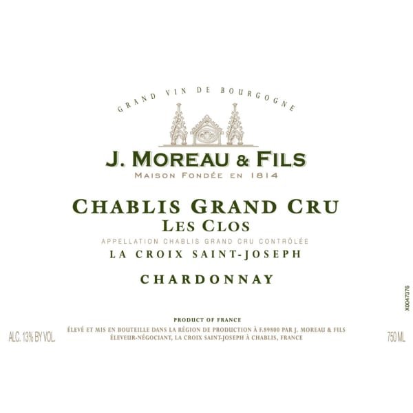 Rượu vang trằng J. Moreau & Fils Chablis Les Clos Grand Cru 2018
